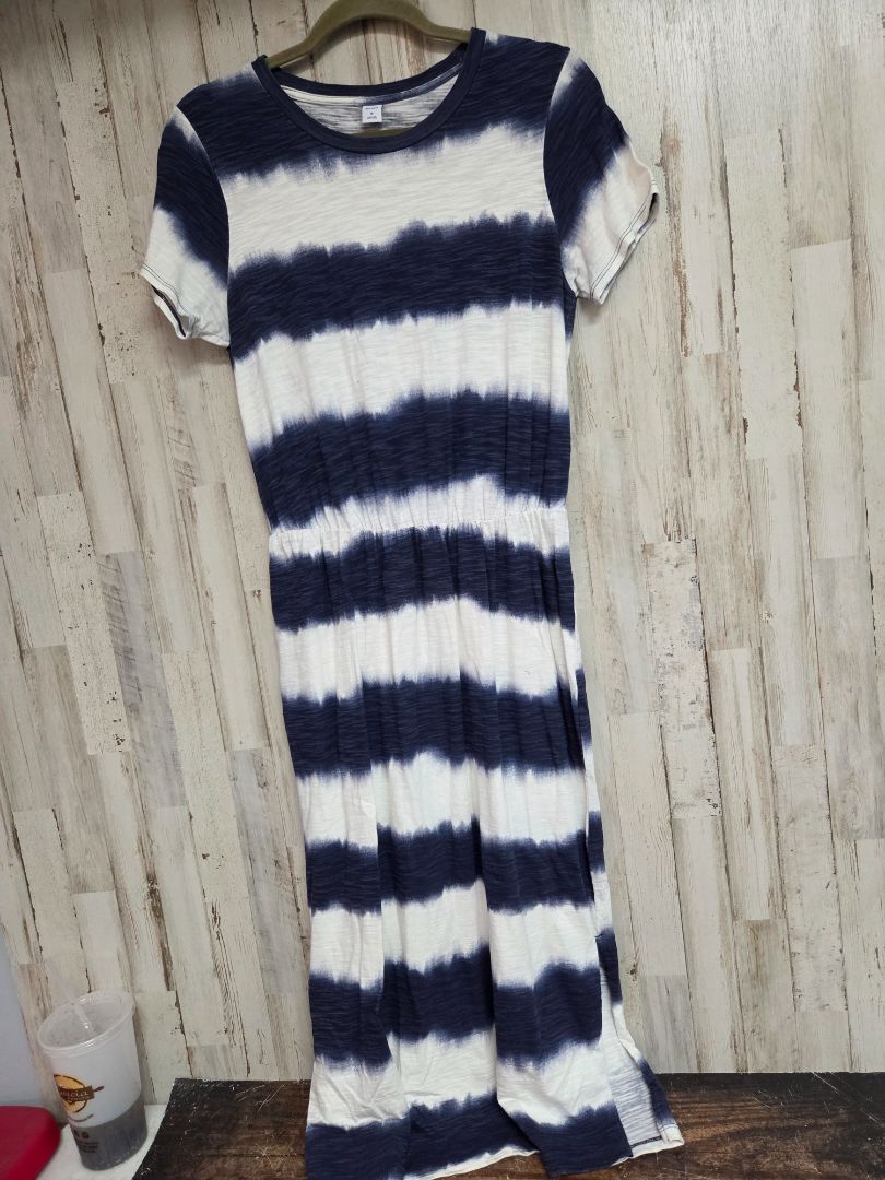 NAVY/WHITE OLD NAVY STRIPED DYE MAXI DRESS, LADIES M