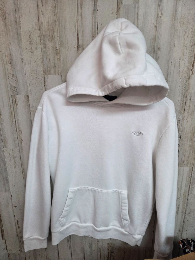 WHITE HOLLISTER LOGO HOODIE, BOY ADULT XS