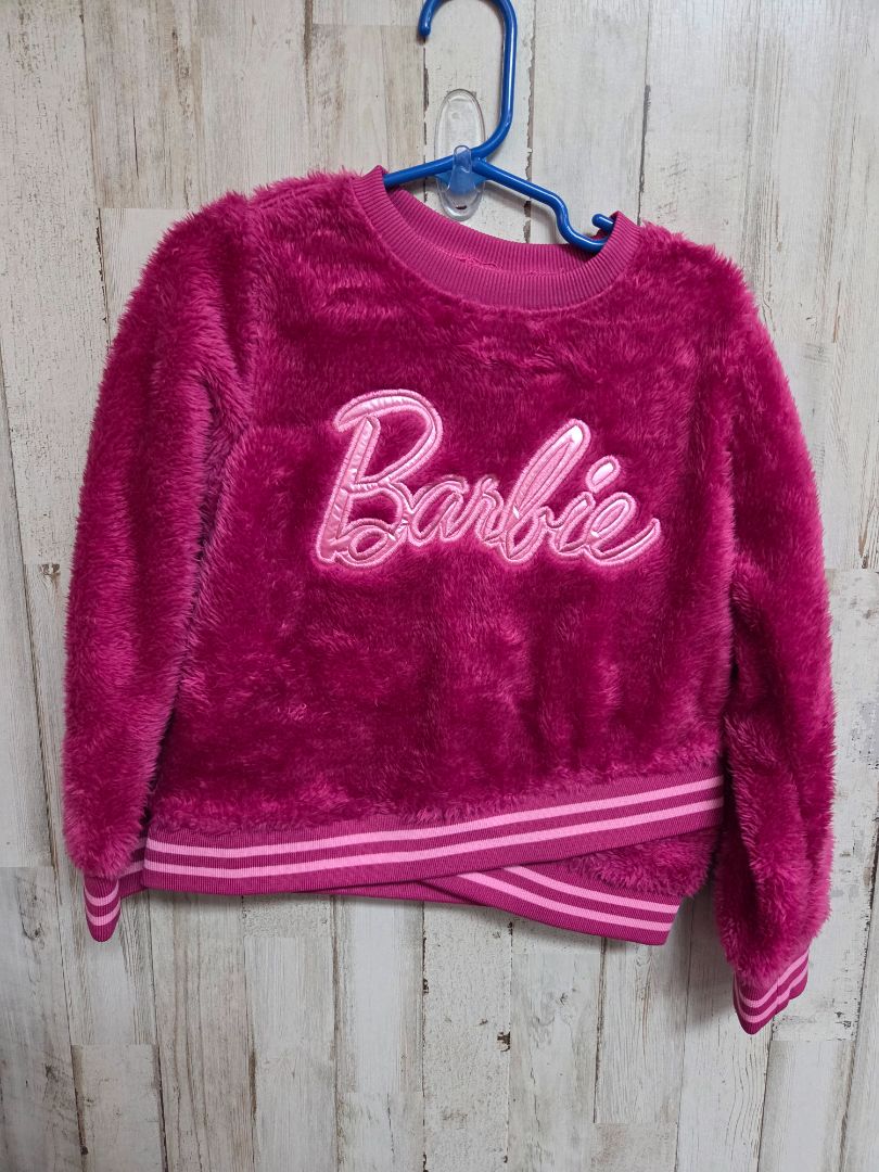 pink barbie fuzzy logo pullover, girl 4t
