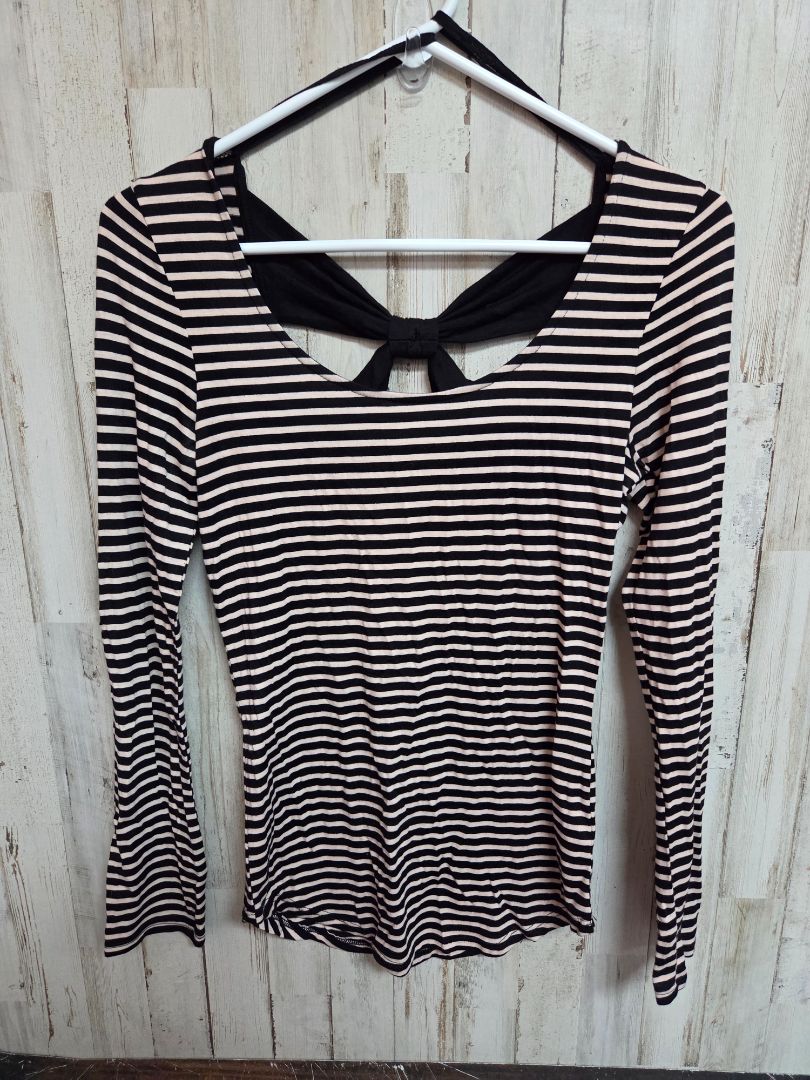 beige/black monteau striped bow back top, LADIES S