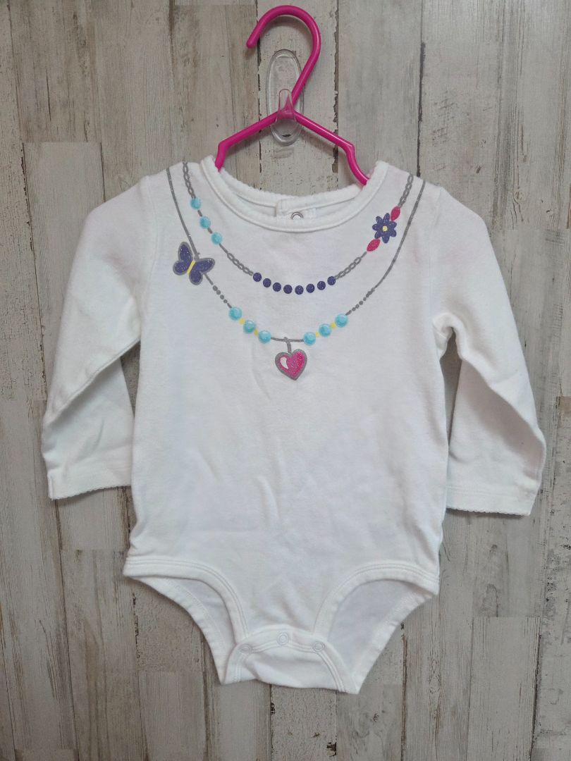 white carters necklace onesie, girl 18m
