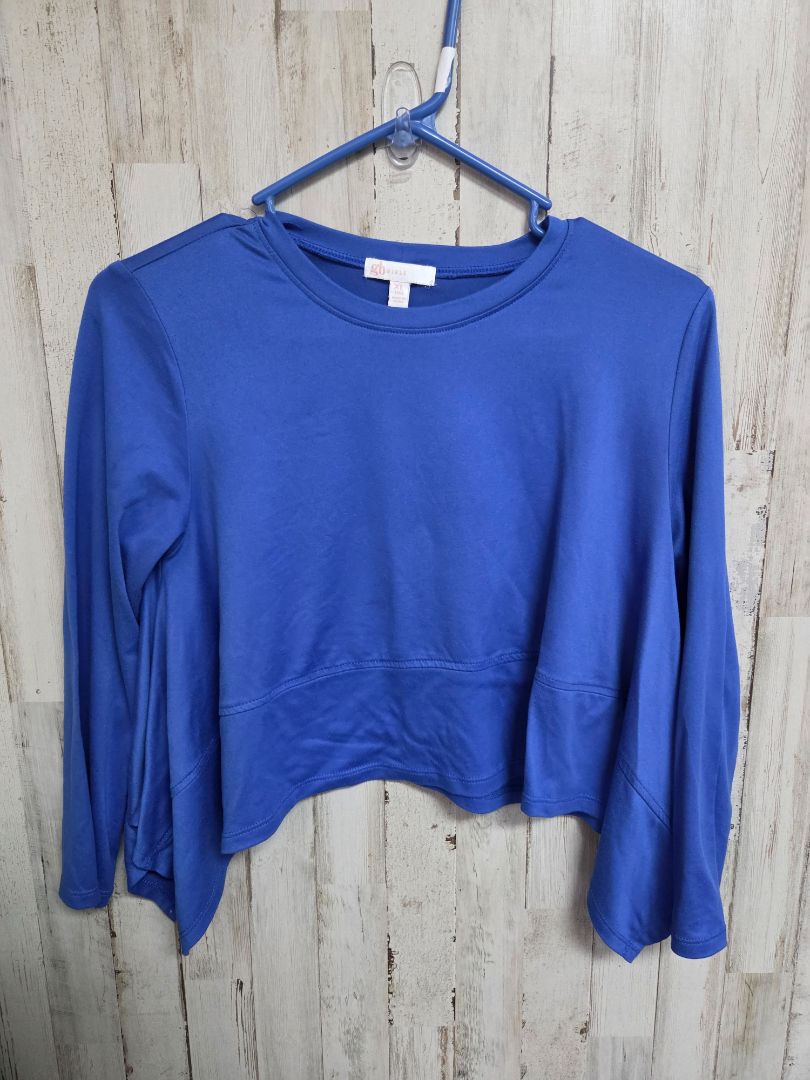 royal blue gb girls flowy crop top, girl 16