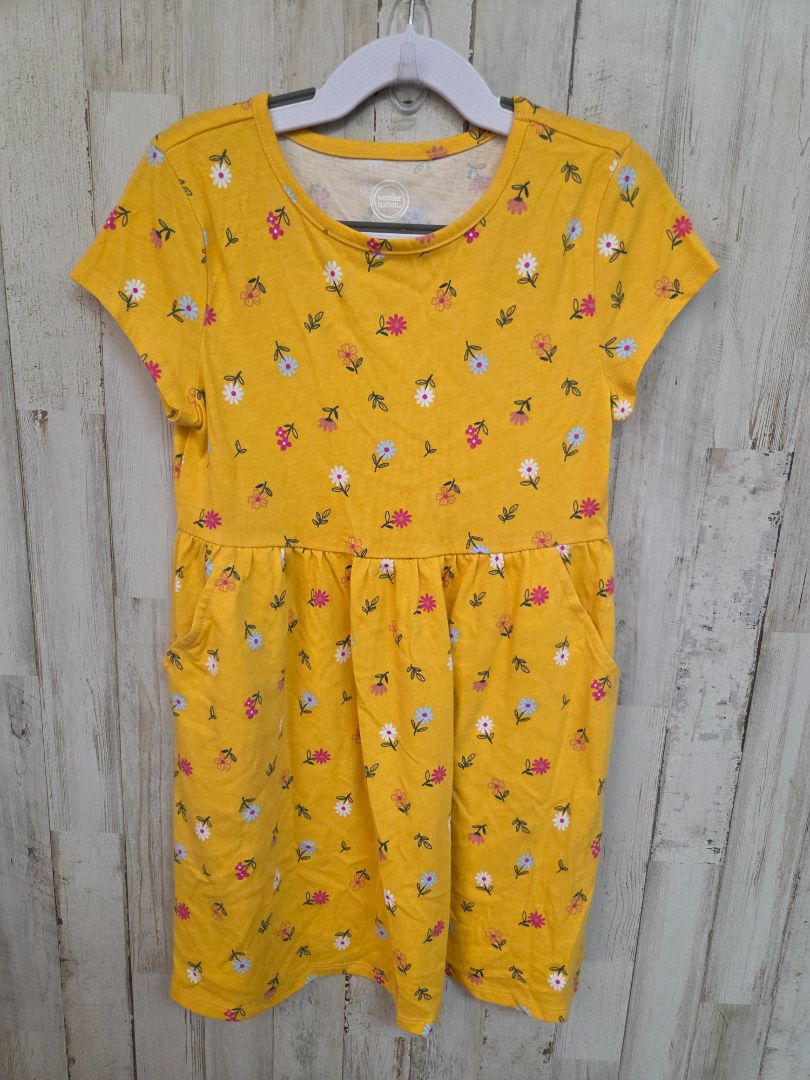 MUSTARD WONDER NATION FLORAL COTTON DRESS, GIRL 6