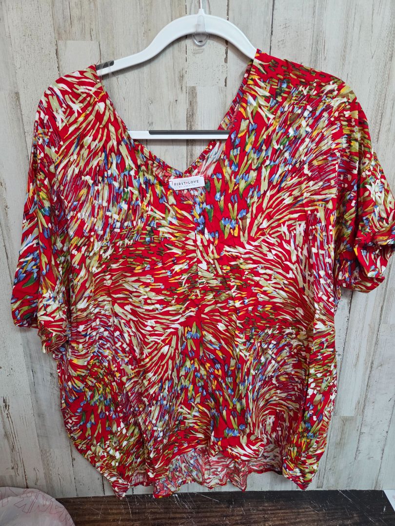 RED FIRST LOVE FLORAL BLOUSE, LADIES M
