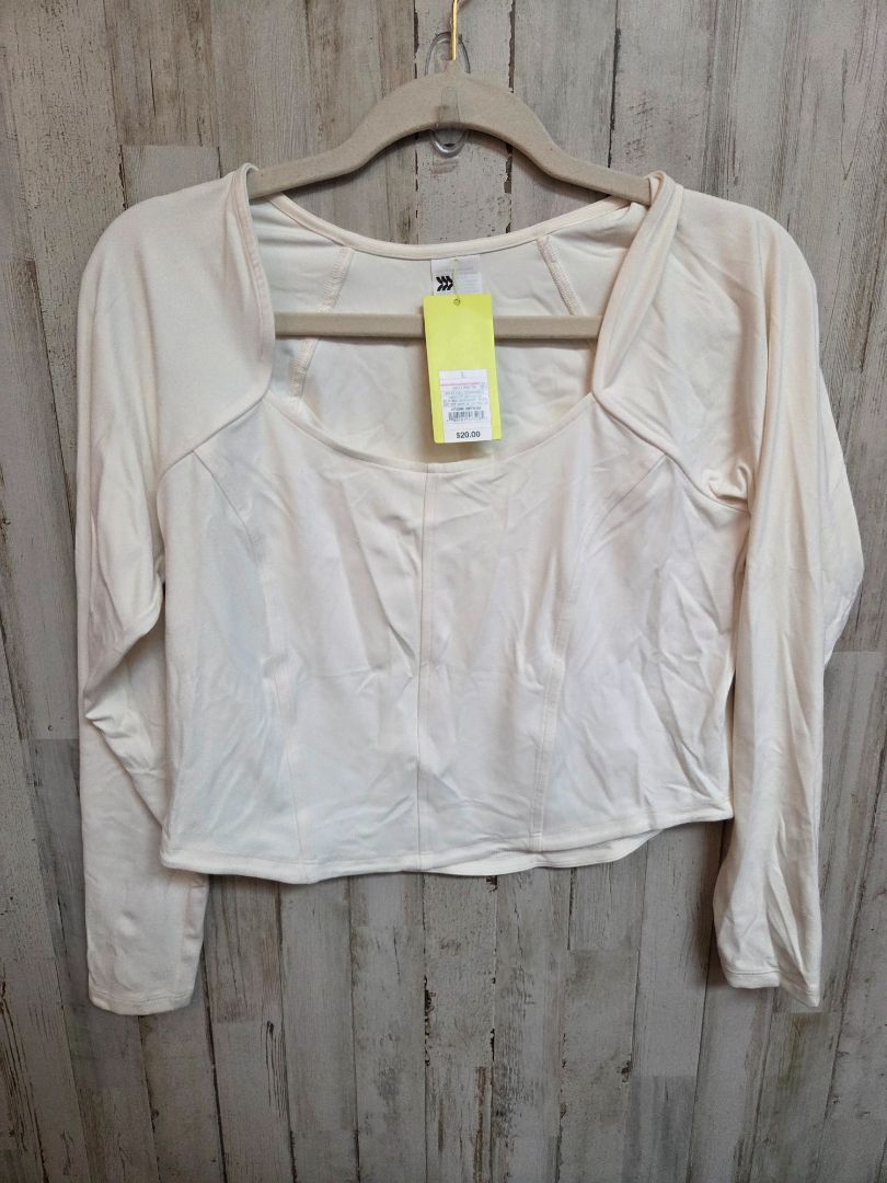 CREAM ALL IN MOTION NEW LONGSLEEVE CROP TOP, LADIES L