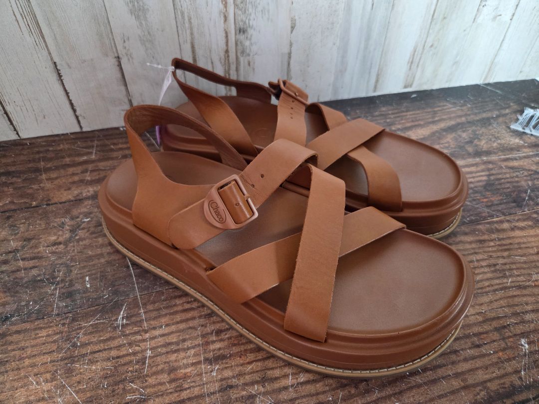 BROWN CHACO BUCKLE PLATFORM SANDAL, SHOES A9
