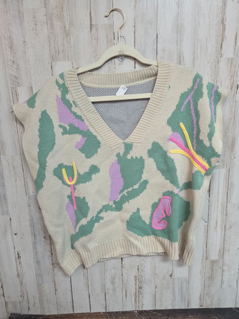 beige shein knit embroider top, LADIES L