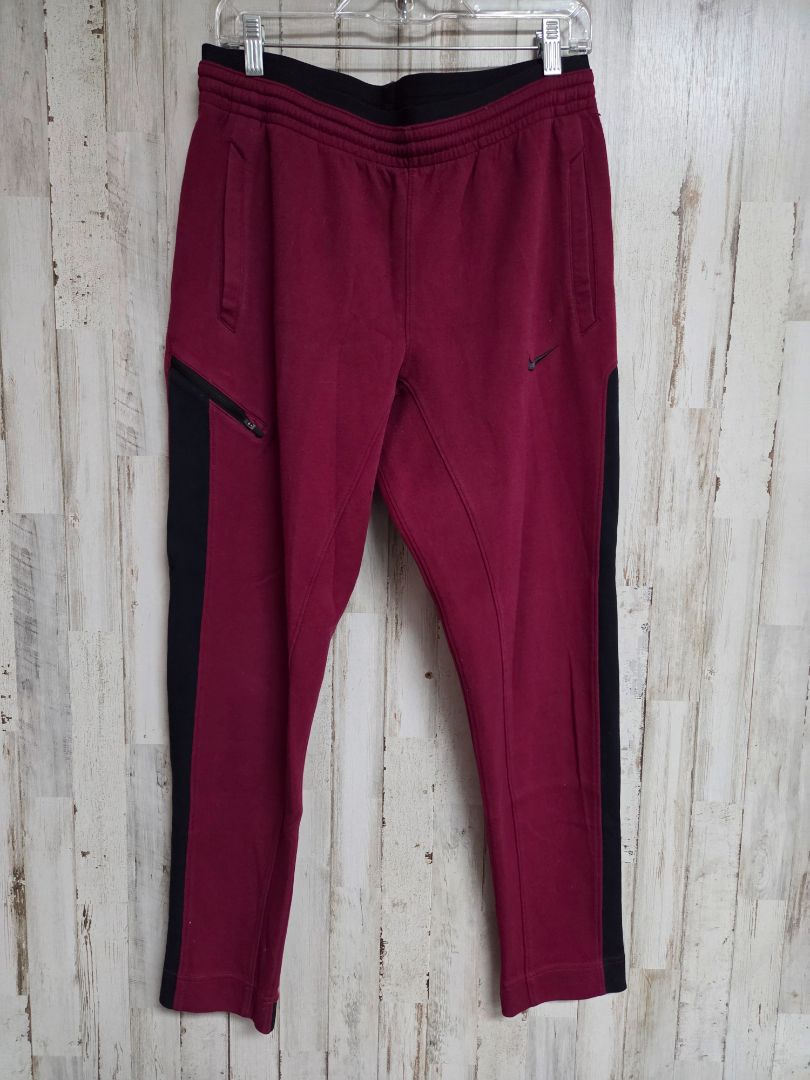 maroon nike striped drifit pants, LADIES L