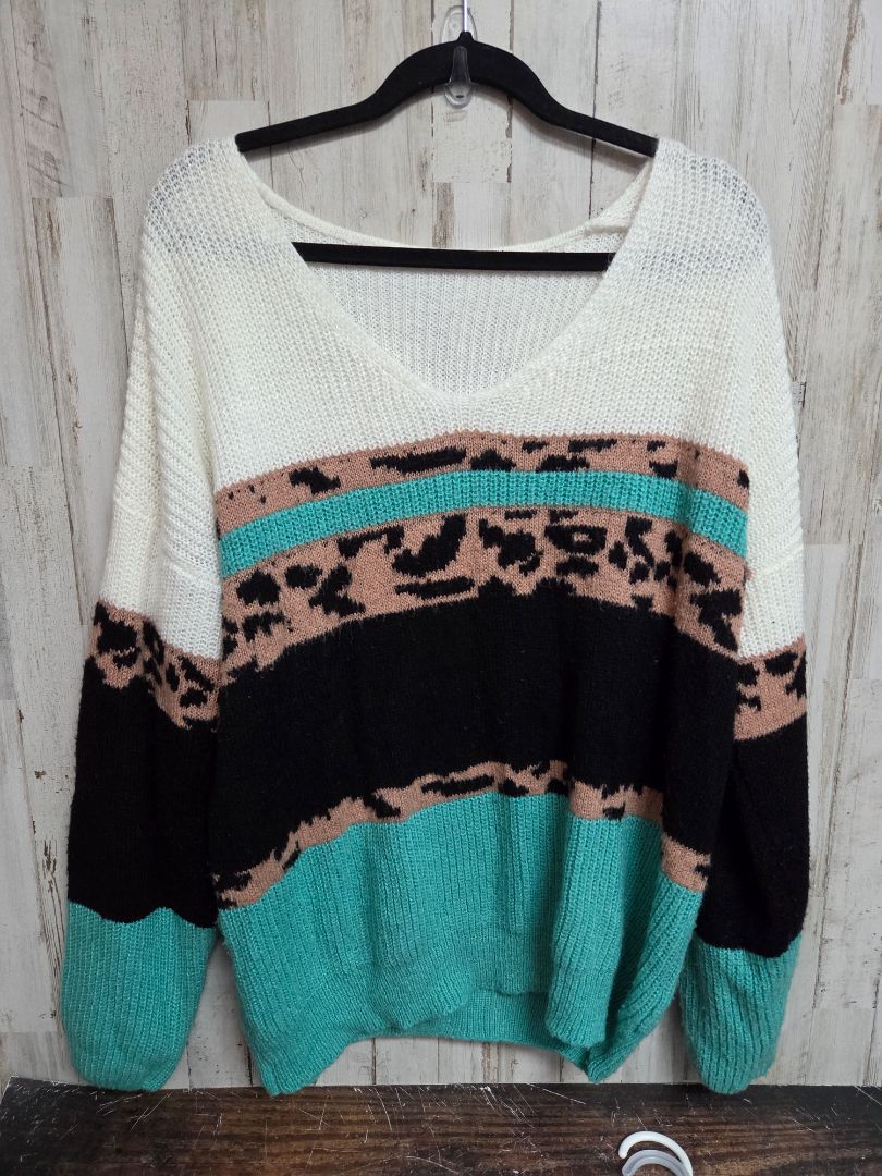 cream/black pattern knit sweater, LADIES XL