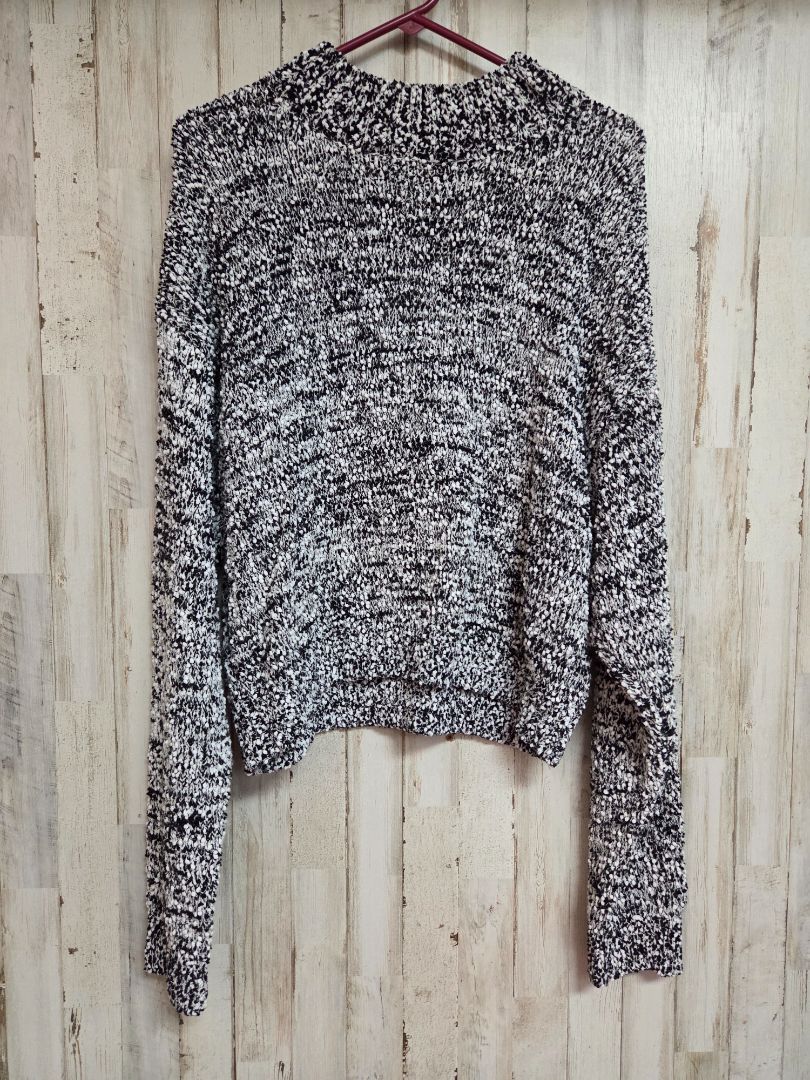 black/white blush & bloom popcorn knit sweater, LADIES XL