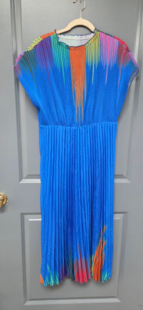 blue/neon shein vibrant pleated maxi dress, LADIES XL