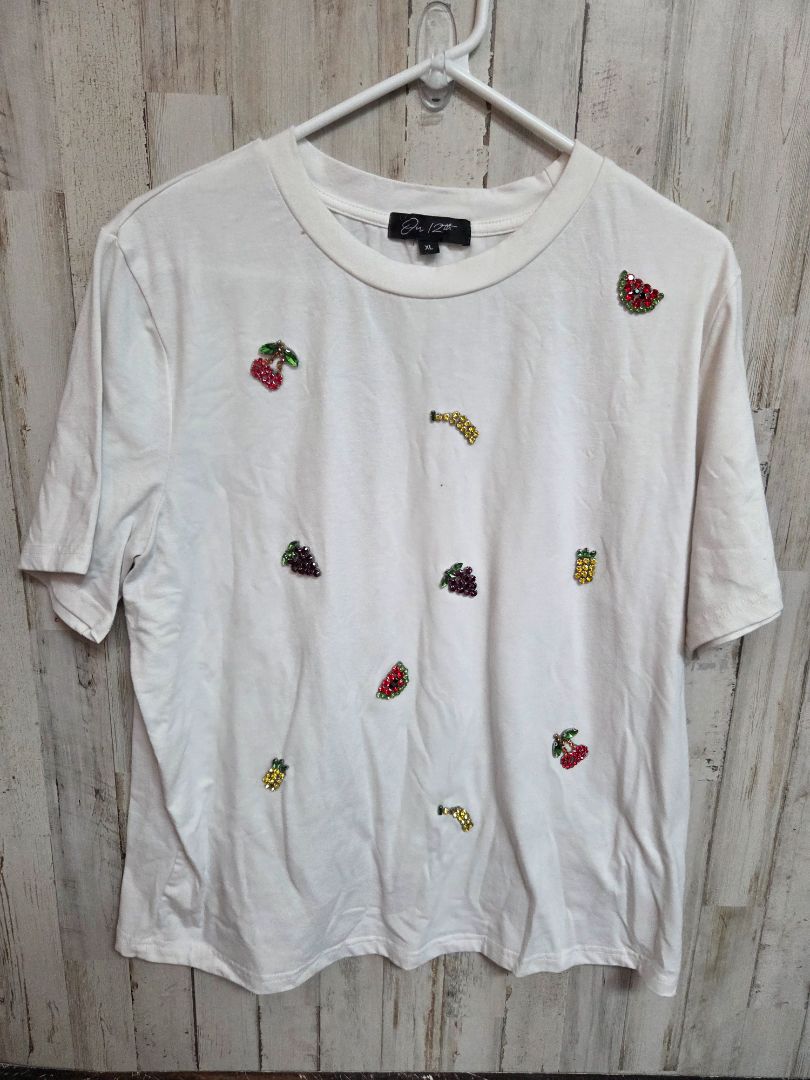 white on 12th jeweled fruit top, LADIES XL