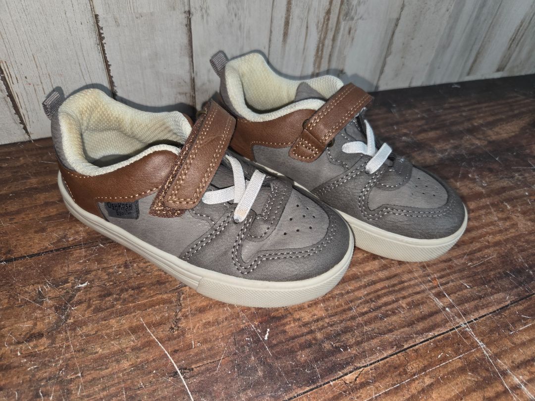 GREY/BROWN OSHKOSH VELCRO SNEAKERS, SHOES 8