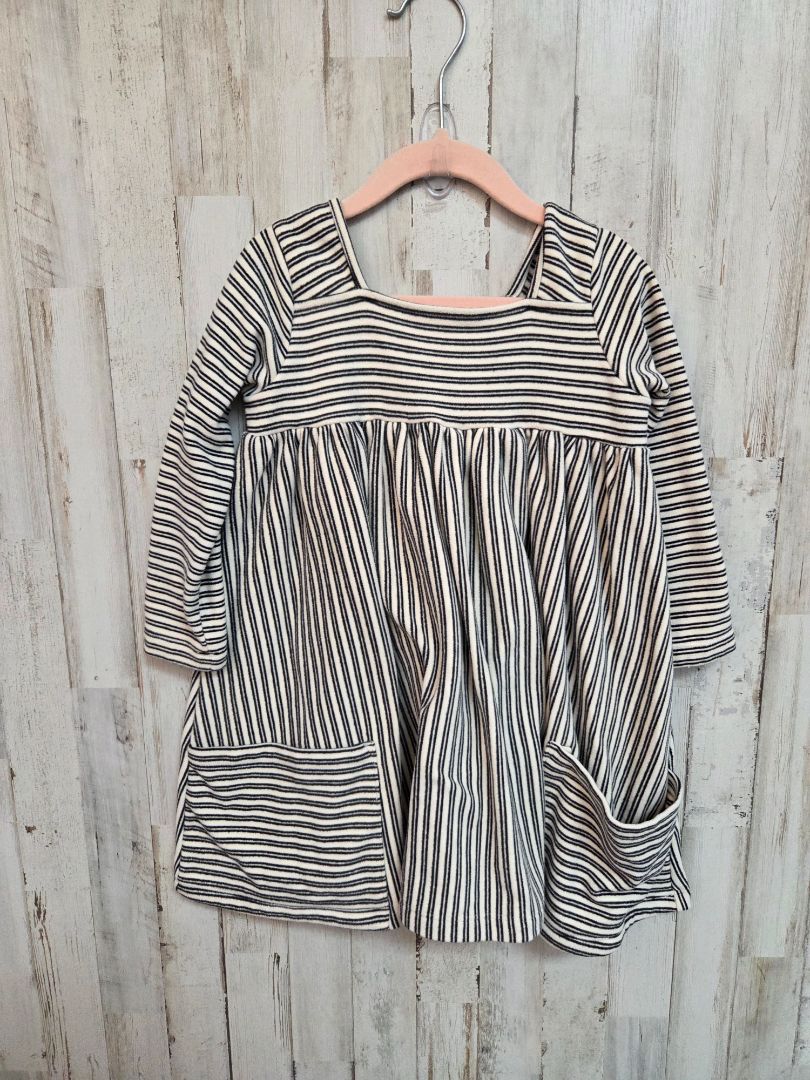 BLACK VIGNETTE FLEECE STRIPED DRESS, GIRL 3T