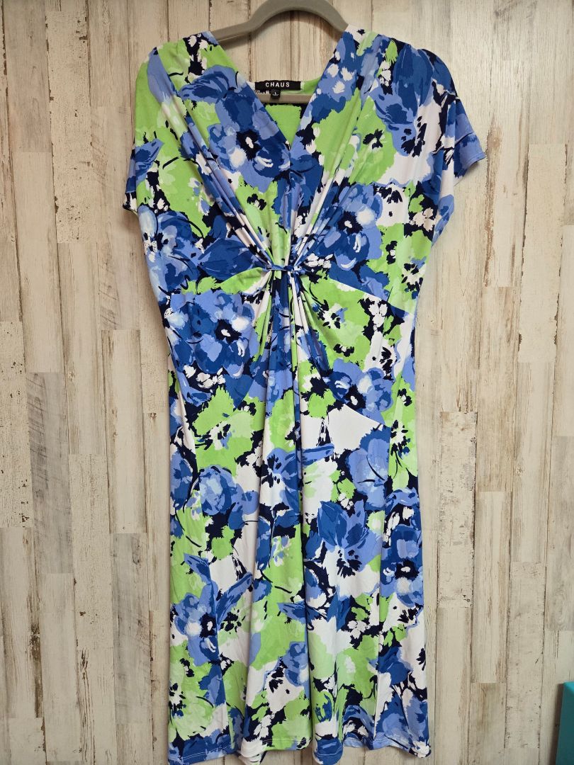 BLUE/GREEN CHAUS FLORAL DRESS, LADIES L