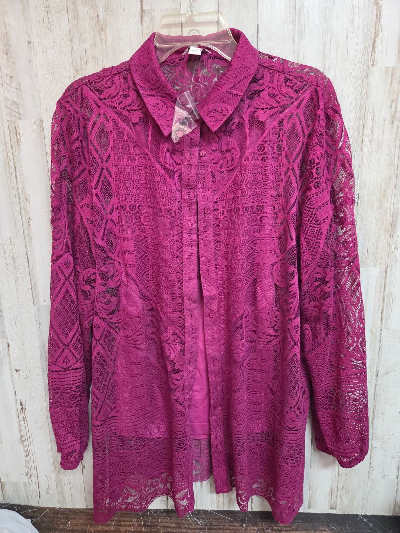 PURPLE CATO NEW LACE LAYERED TOP, LADIES L
