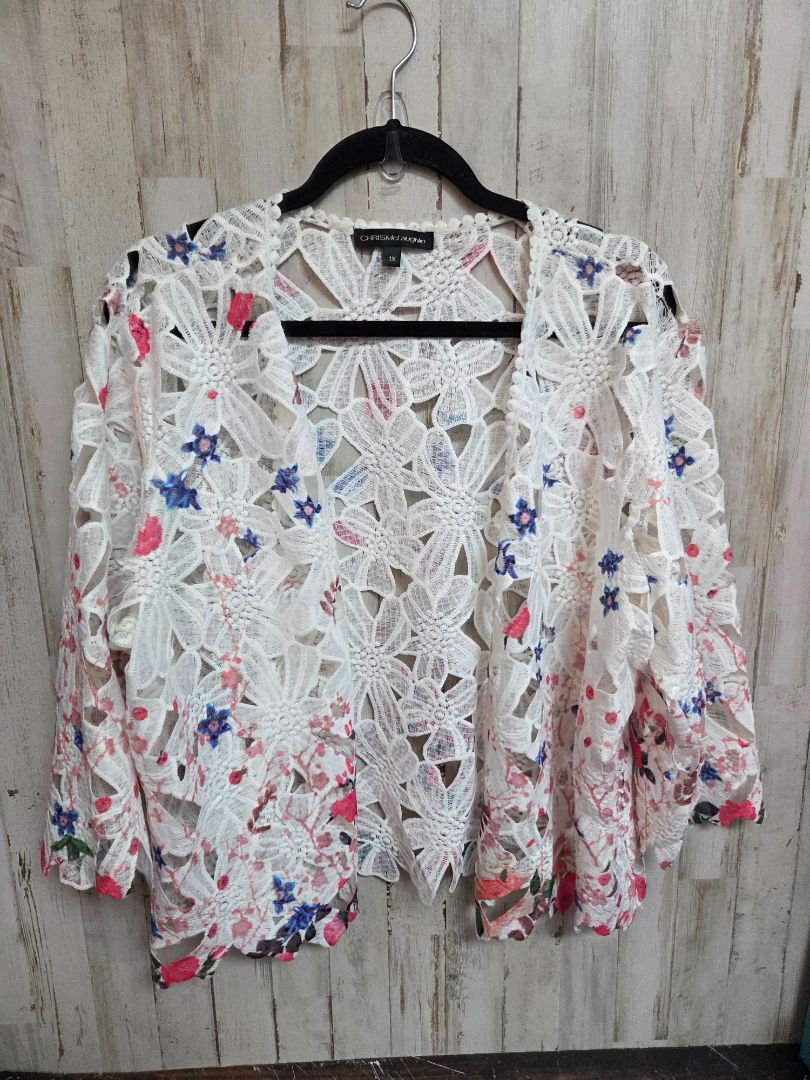 WHITE CHRIS MCLAUGHLIN FLORAL LACE COVERUP, LADIES XL