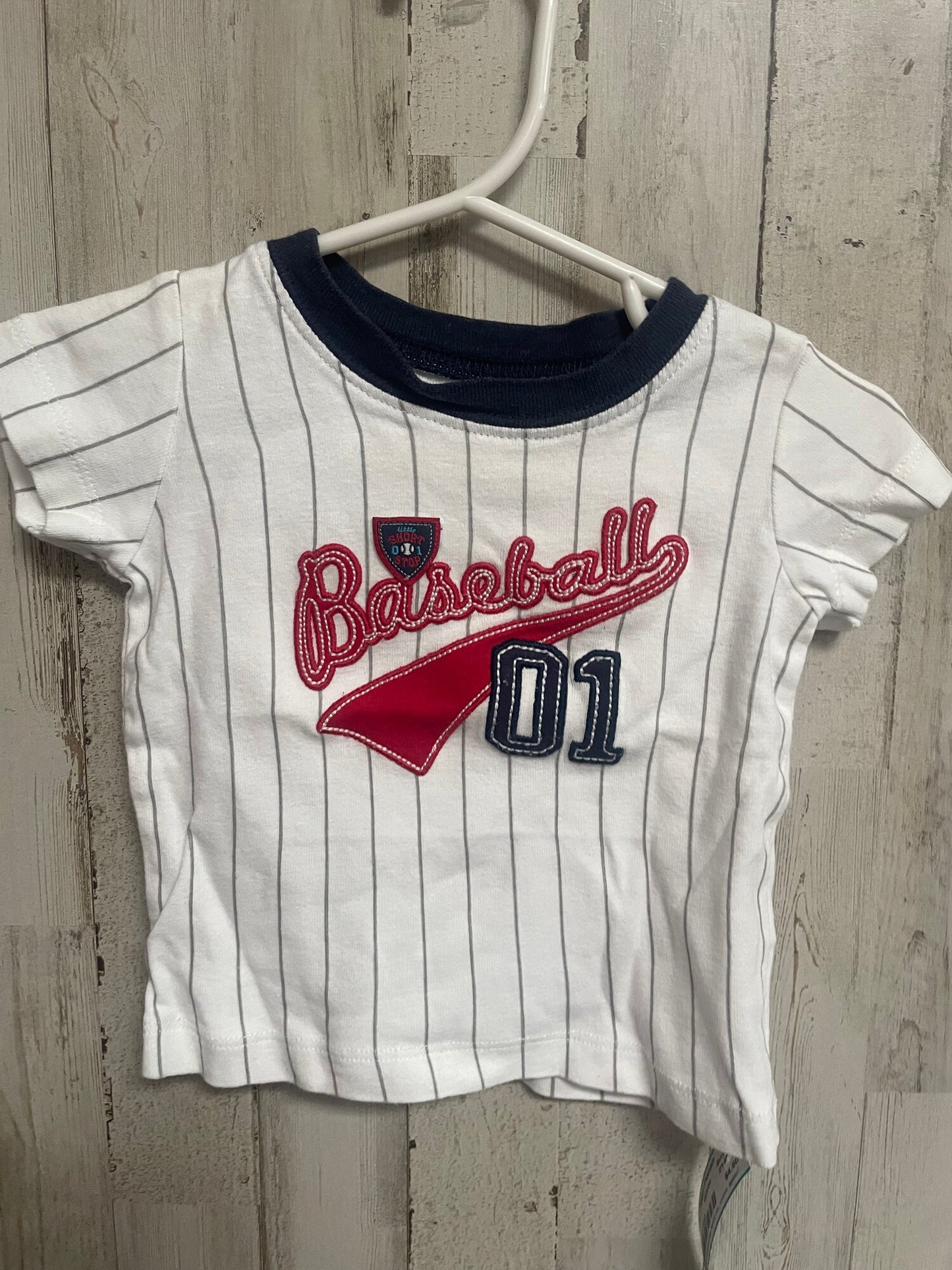 White Carters 6m Baseball Top, Boy 0-9m
