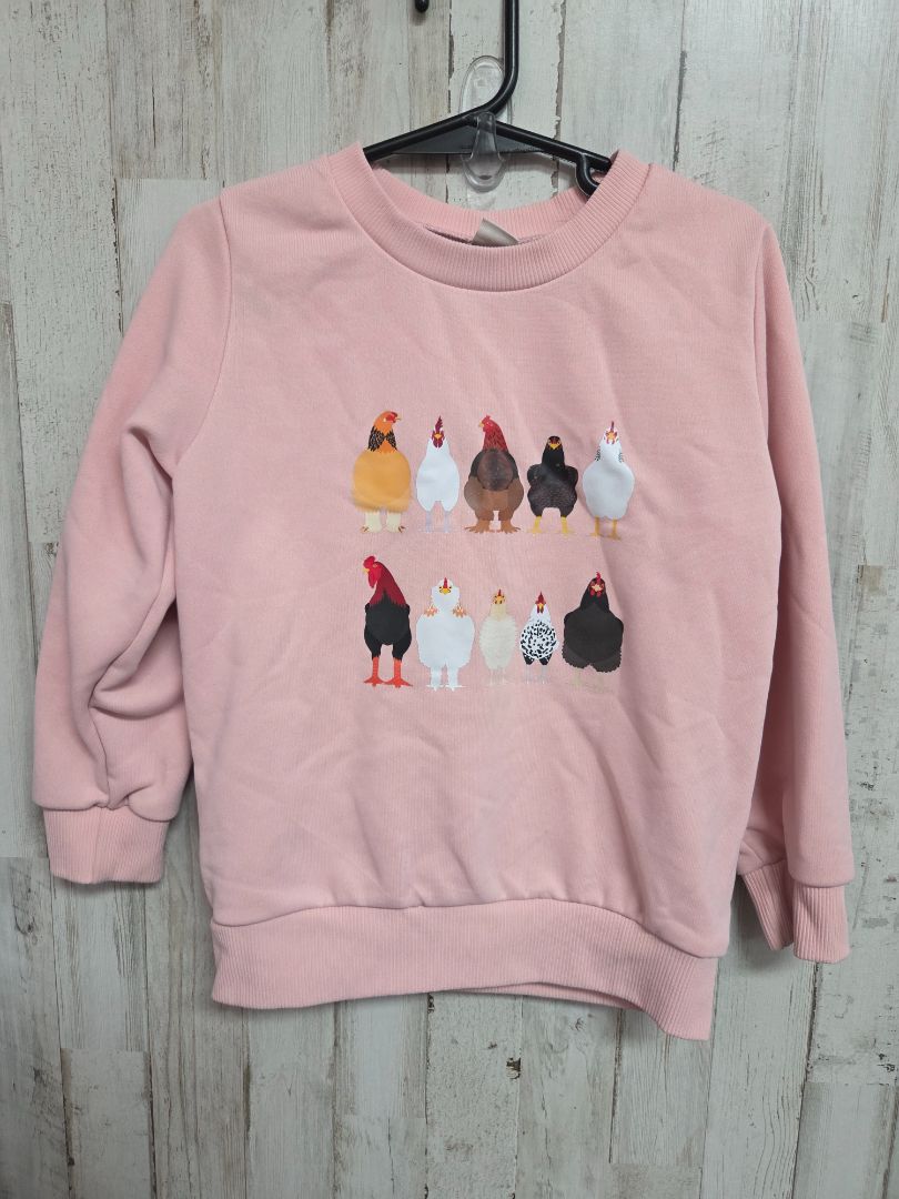 PINK CHICKEN PULLOVER, GIRL 4T