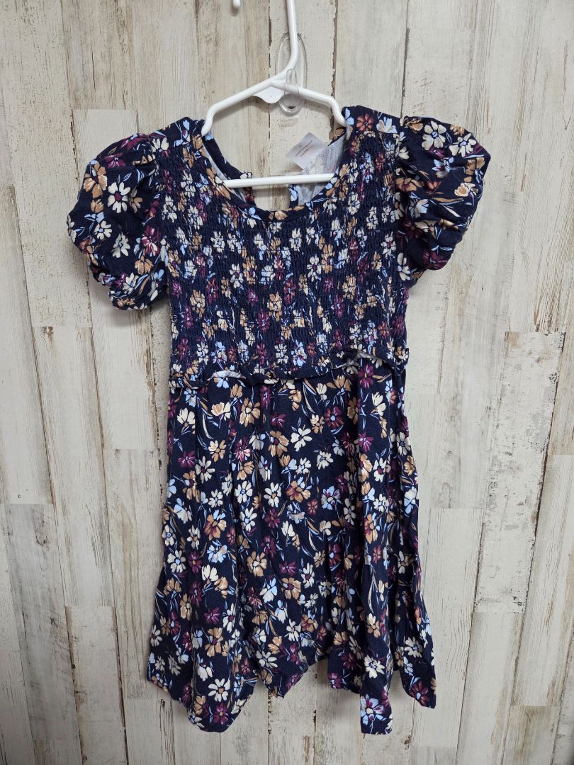 navy wonder nation floral smocked dress, girl 4t