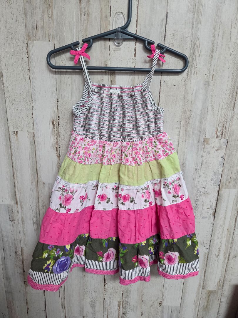pink/green childrens place rose tier dress, girl 4t