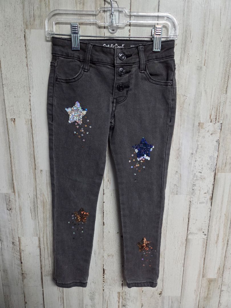 charcoal cat & jack sequin star jeans, girl 4t