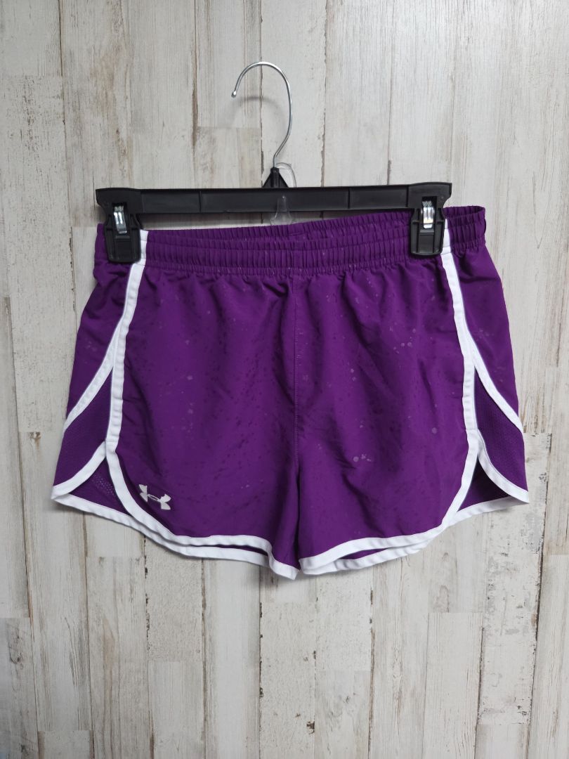 purple under armour speckled logo shorts, girl 16