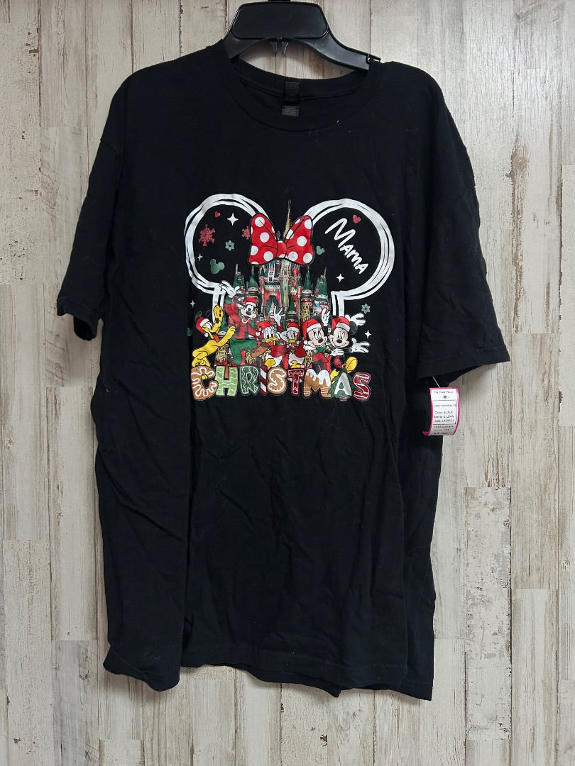 BLACK GILDAN DISNEY CHRISTMAS TEE, LADIES L