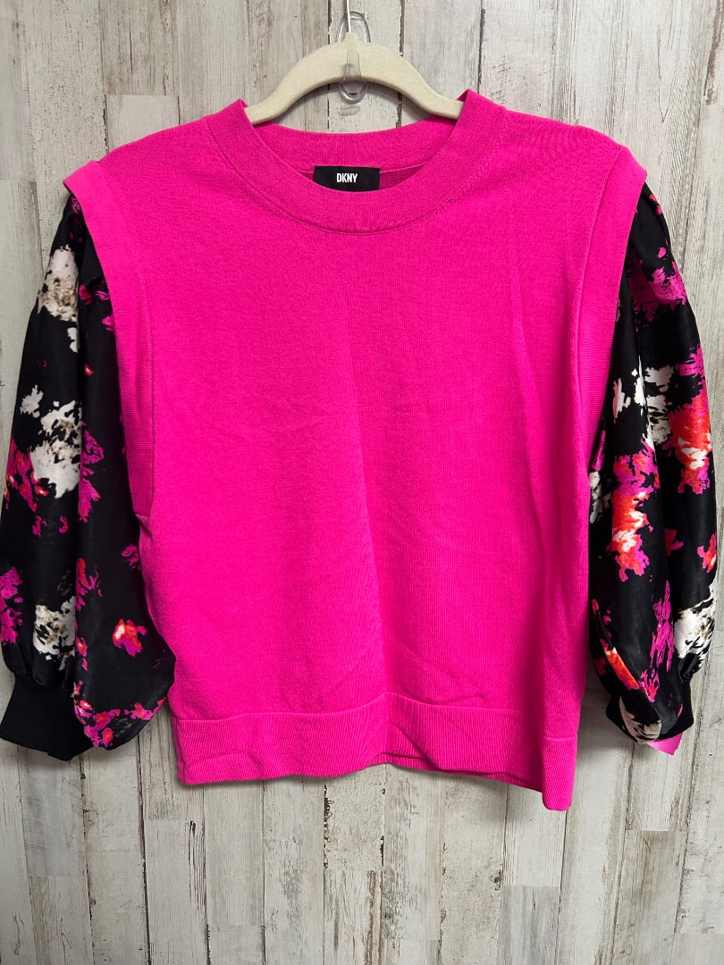 PINK DKNY FLORAL SLEEVE TOP, LADIES S