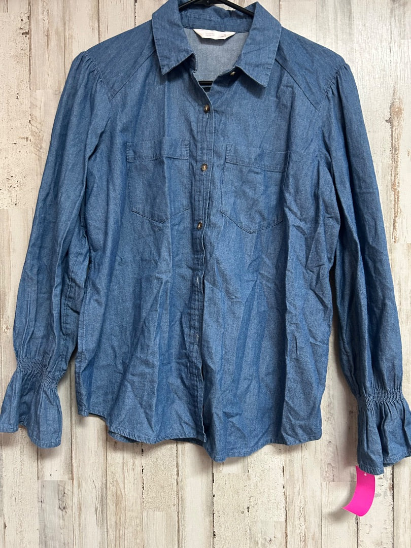 DENIM LAUREN CONRAD BUTTON UP TOP, LADIES XS