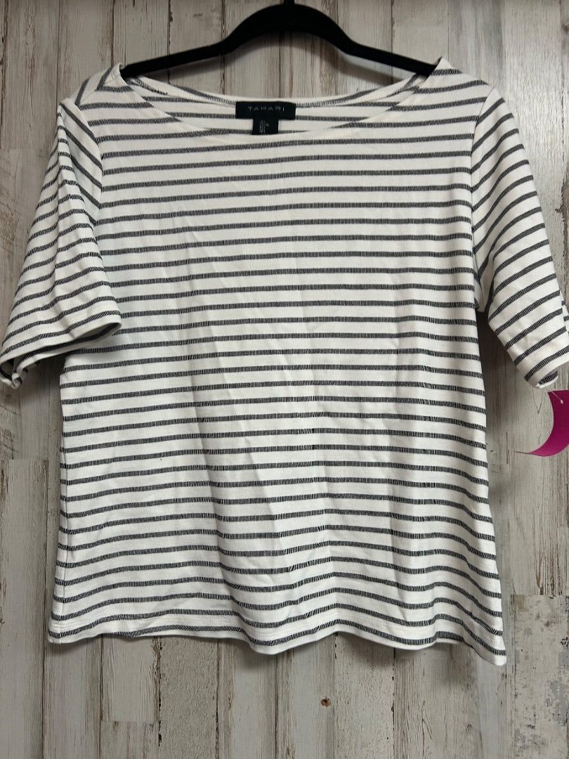 WHITE/BLACK TAHARI STRIPE TOP, LADIES L