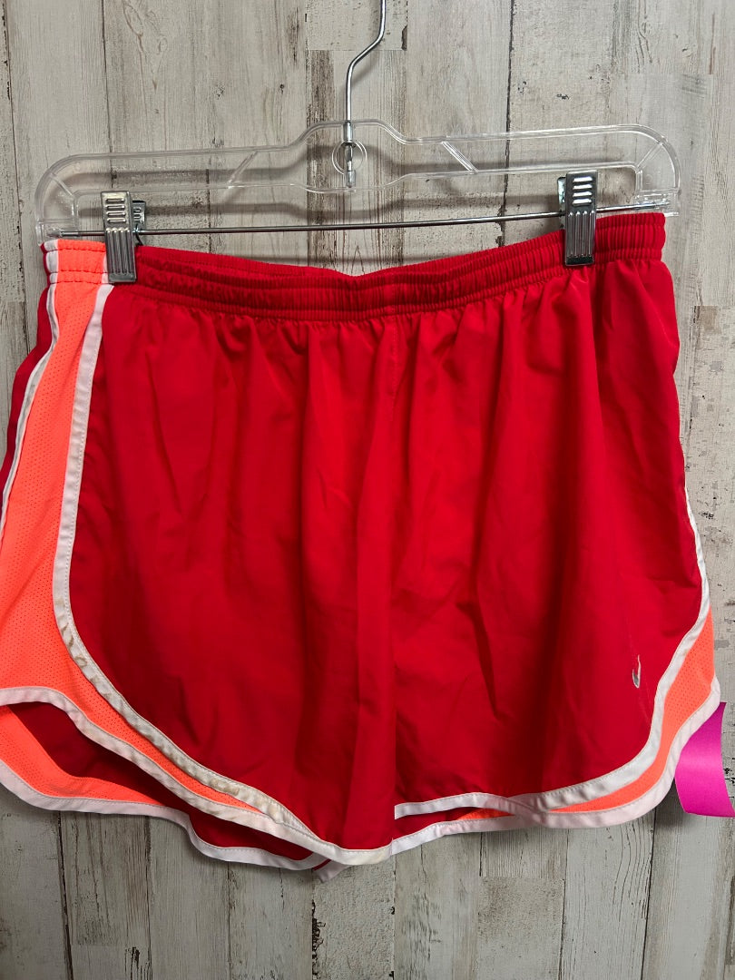 ORANGE/RED NIKE ATHLETIC SHORTS, LADIES L
