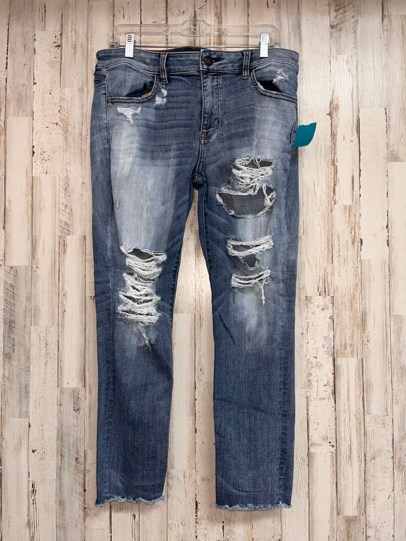 DENIM AMERICAN EAGLE SZ 16 DISTRESSED JEGGINGS CROP, LADIES XL