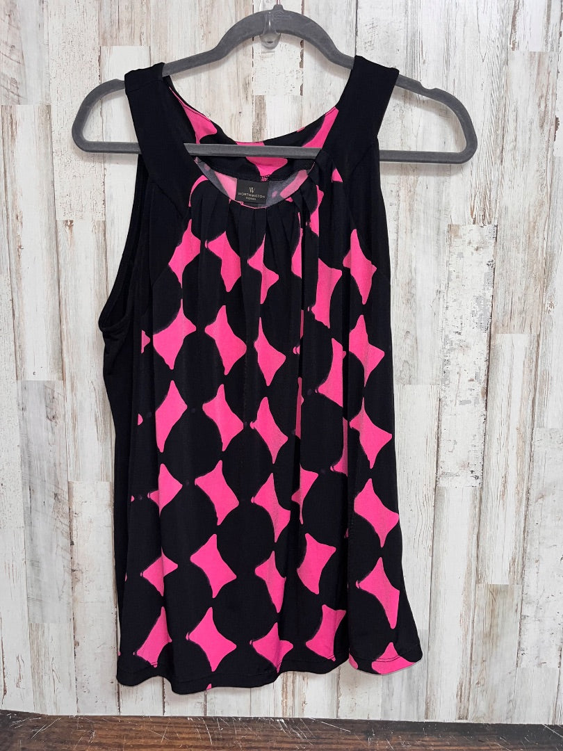 PINK/BLACK WORTHINGTON DOT PRINT TANK, LADIES 2X