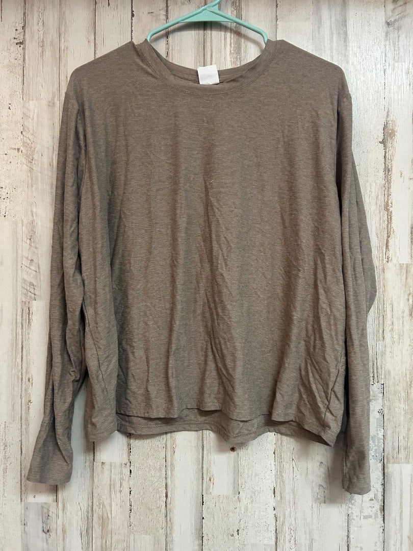 BROWN ATHLETIC WORKS SOFT SLIGHT CROPPED TEE, LADIES L