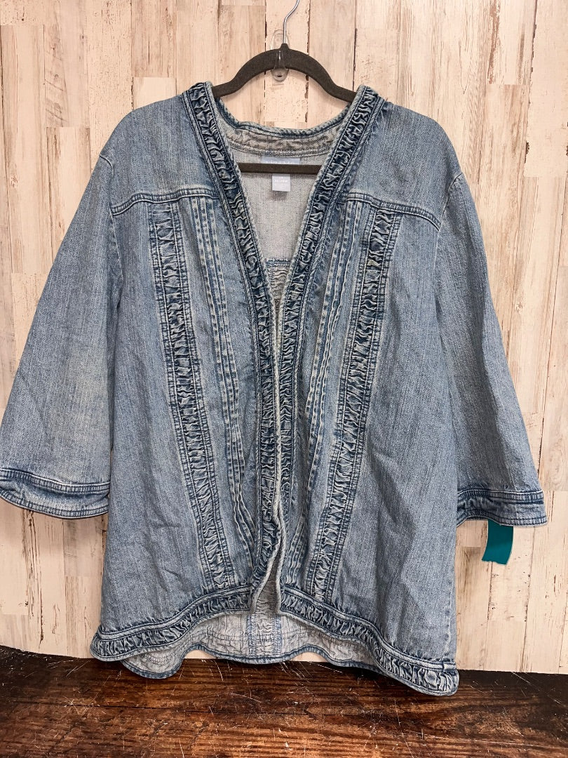 LIGHT DENIM LIZ & ME JEAN CARDIGAN 22/24, LADIES 2X