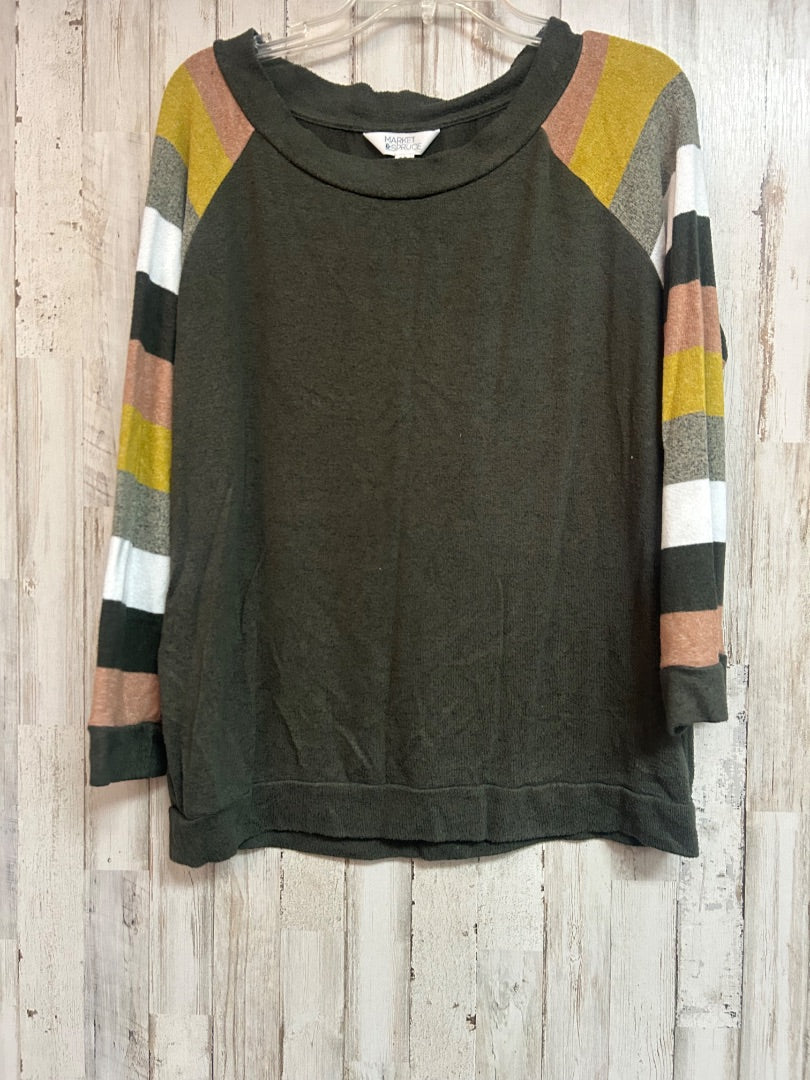 OLIVE MARKET & SPRUCE SOFT KNIT STRIPE SLEEVE TOP, LADIES XL