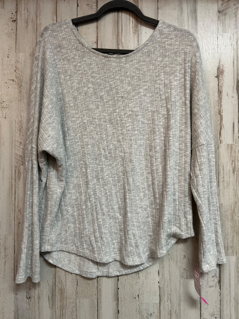 GREY GREEN ENVELOPE SOFT KNIT RIBBED SWEATER, LADIES L