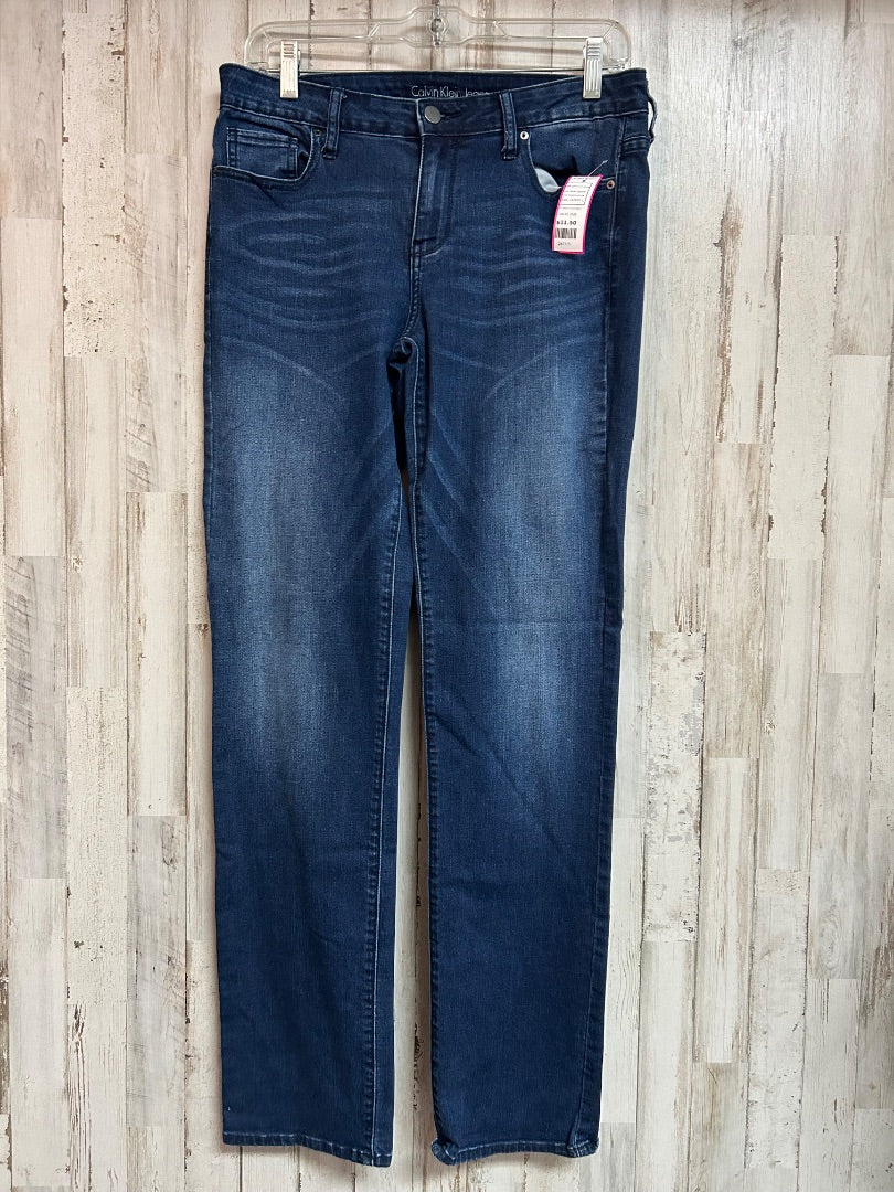 DARK DENIM CALVIN KLEIN 10X32 STRAIGHT JEANS, LADIES L
