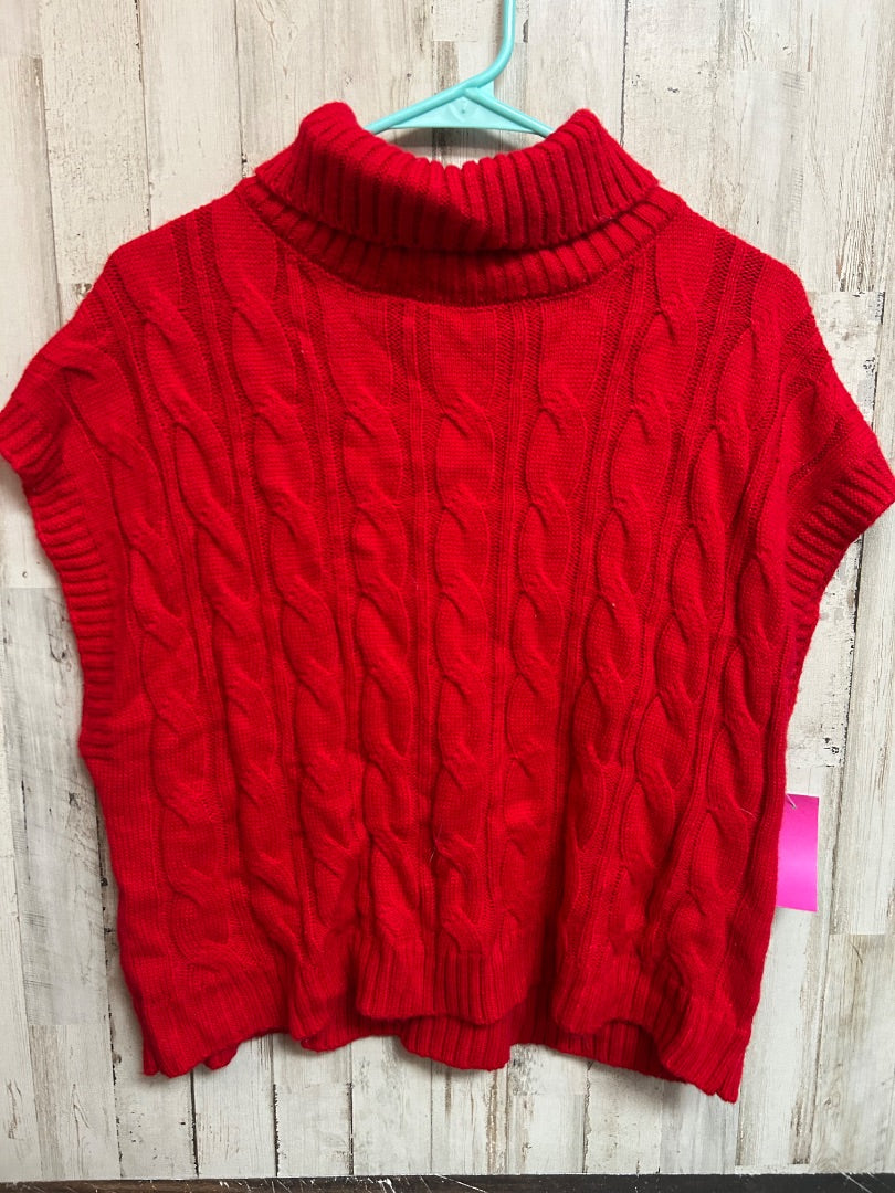 RED SHEIN KNIT TURTLENECK VEST, LADIES XL