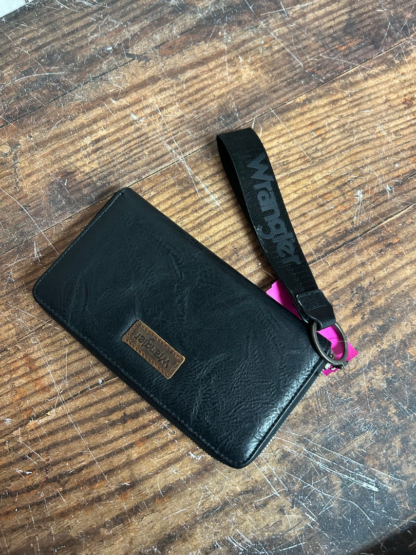 BLACK WRANGLER ZIP WALLET WRISTLET