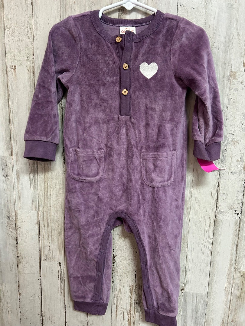 PLUM CAT & JACK FLEECE BUTTON ROMPER, GIRL 18M