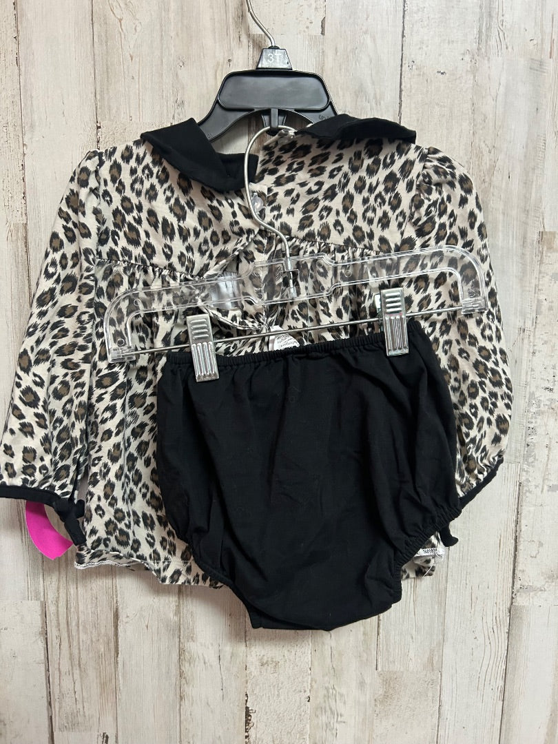 BROWN/BLACK MILLIE JAY CHEETAH 2PC SET WITH BLOOMS, GIRL 18M