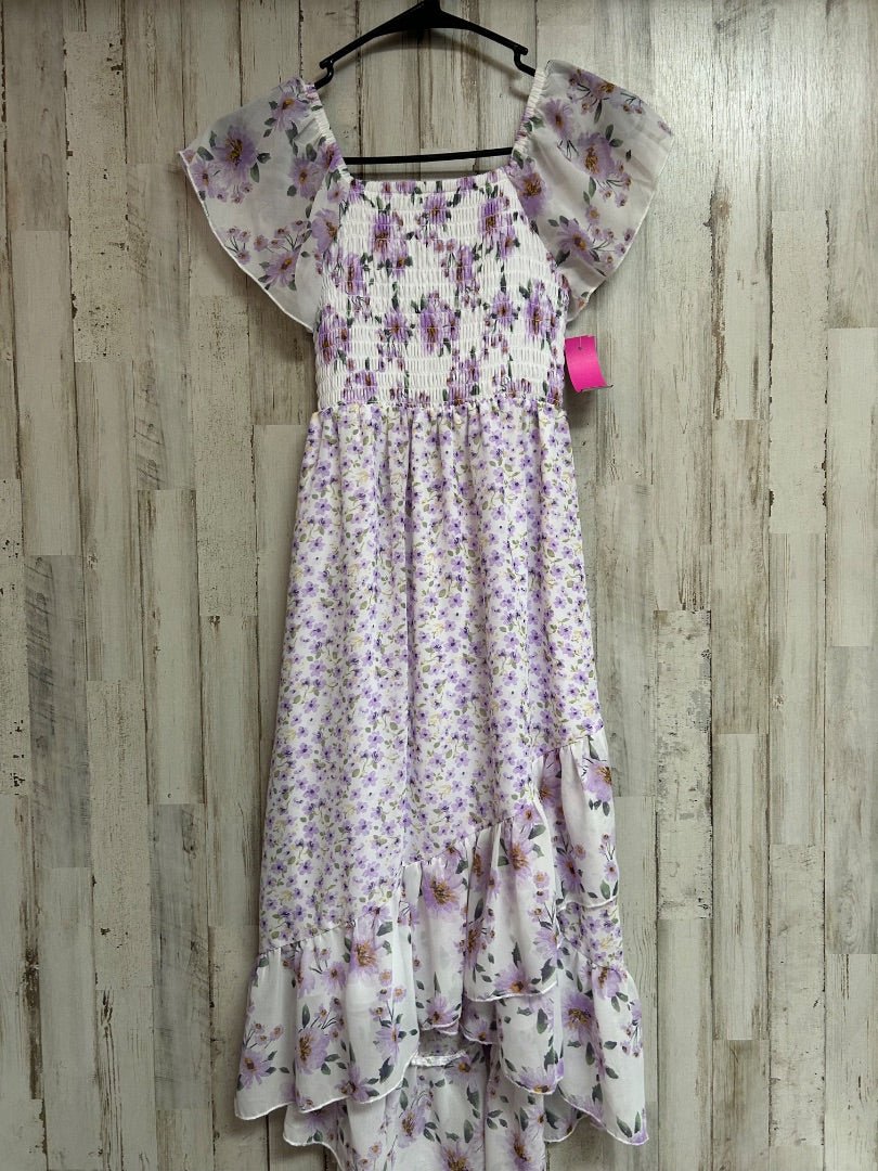 WHITE/PURPLE SPEECHLESS FLORAL SMOCKED TIER DRESS, GIRL 10