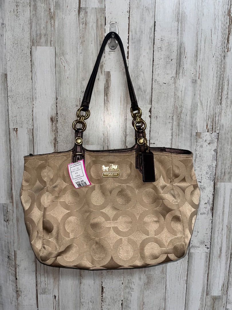 TAN COACH LOGO SHOULDER BAG