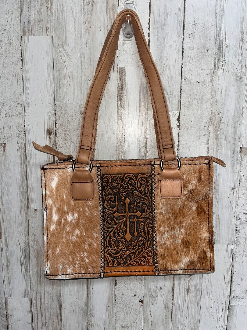 BROWN COWHIDE CROSS PURSE