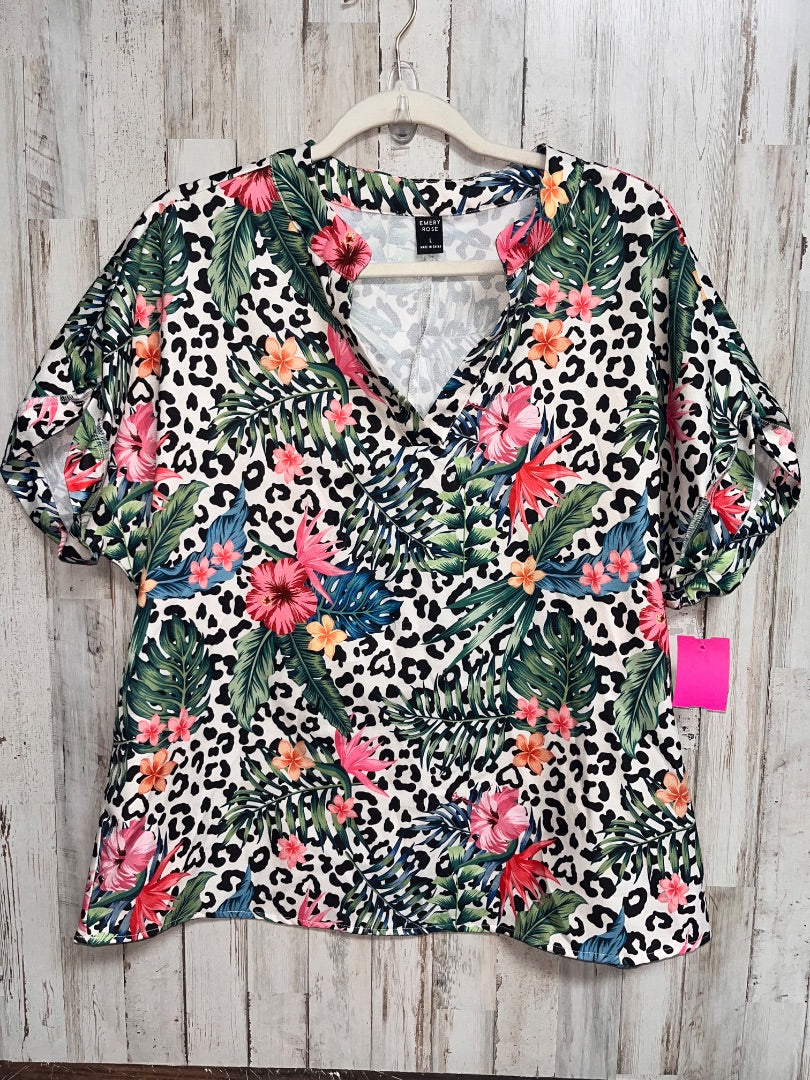 WHITE EMERY ROSE PALM PRINT TOP, LADIES L