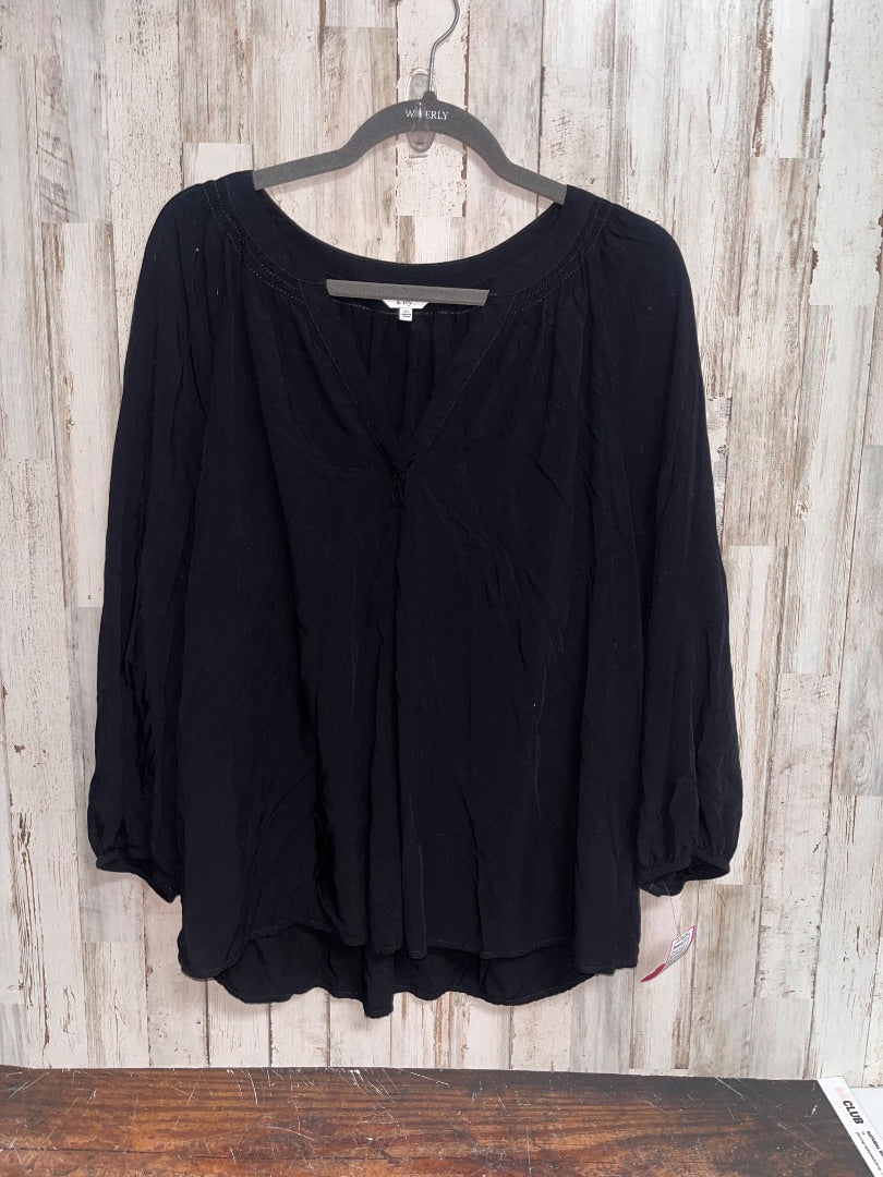 BLACK CROWN & IVY VNECK TOP, LADIES XL