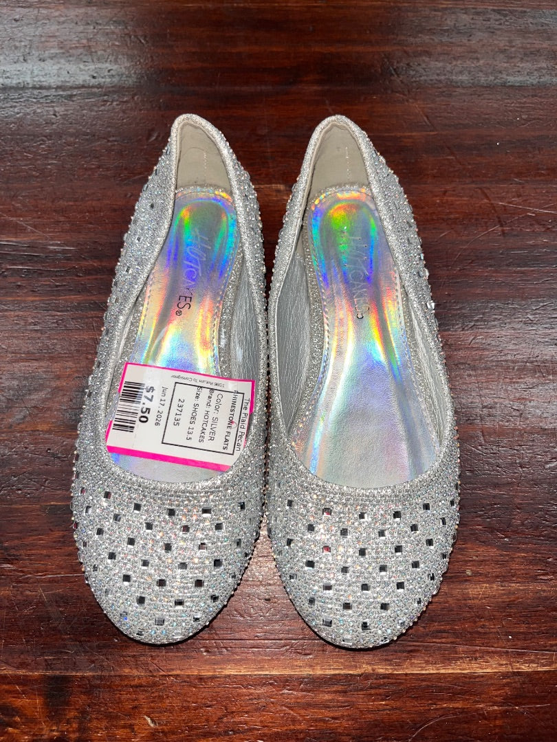 SILVER HOTCAKES RHINESTONE FLATS, SHOES 13.5