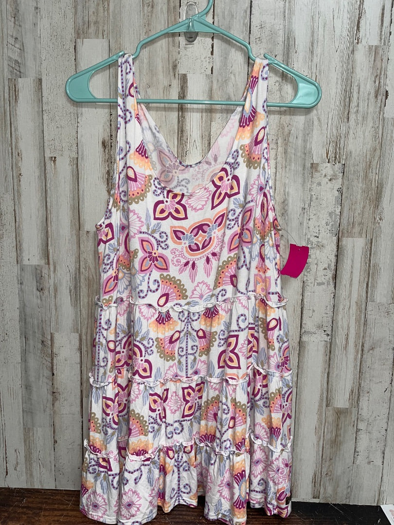 WHITE/PURPLE MATILDA JANE FLORAL PAISLEY TIER TANK, LADIES L